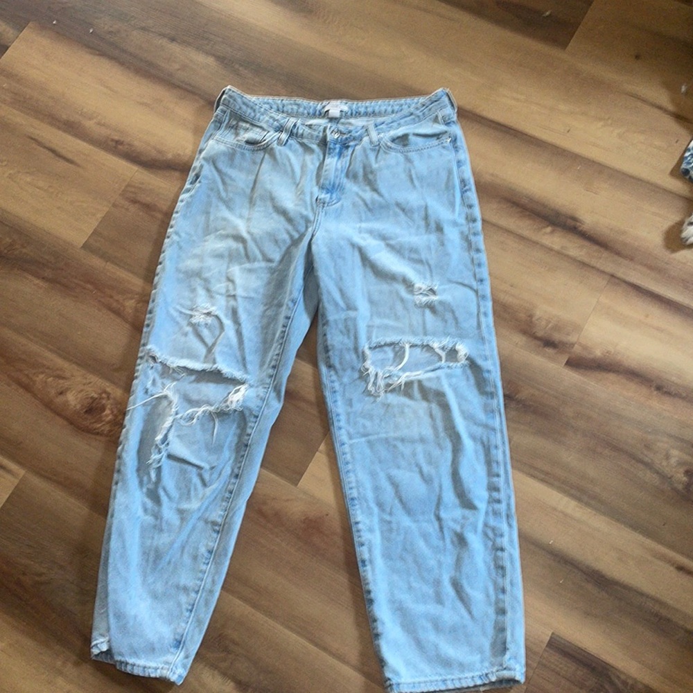 Forever 21 Ripped Baggy Light Wash Jeans